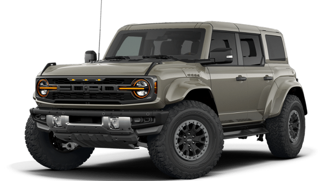 2026 Ford Bronco Raptor in Marsh Gray — front three-quarter view