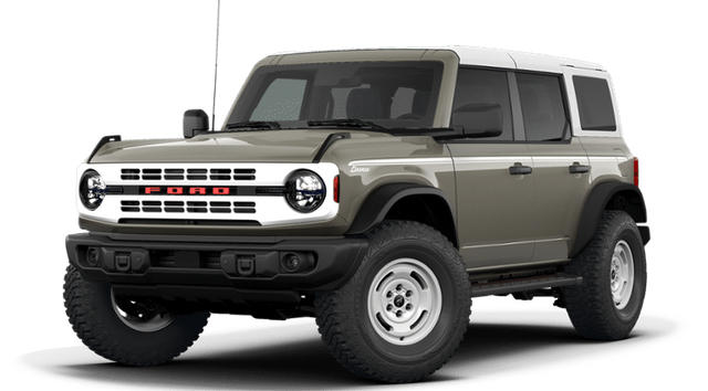 2026 Ford Bronco Heritage Edition in Marsh Gray — front three-quarter view