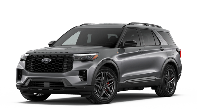 2026 Ford Explorer ST-Line in Carbonized Gray Metallic — front three-quarter view