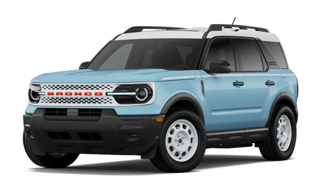 2026 Ford Bronco Sport Heritage in Robins Egg Blue — front three-quarter view